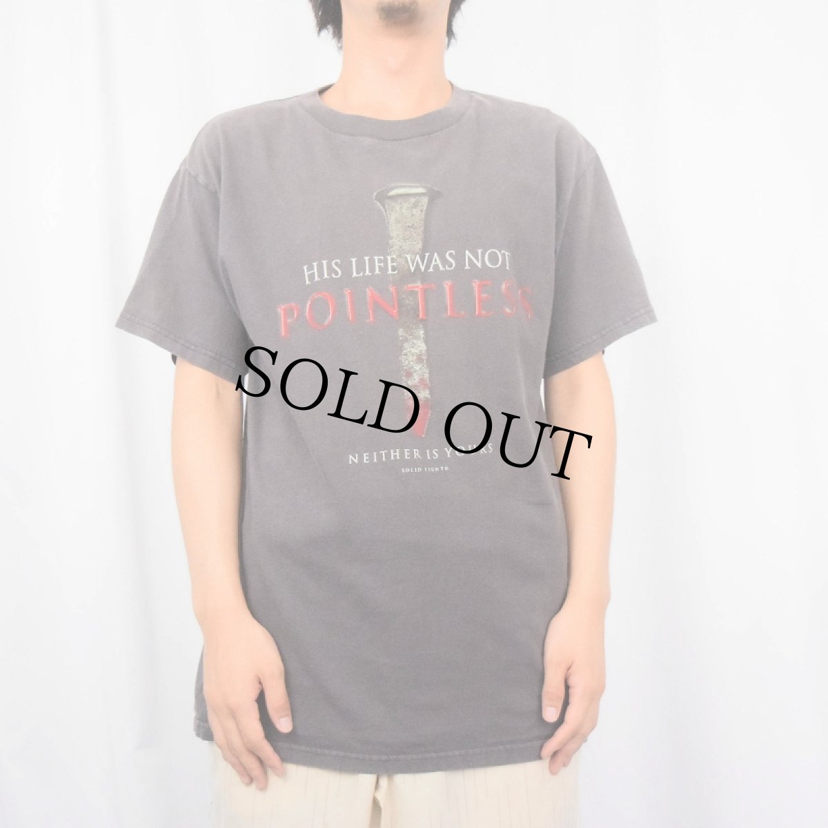 画像2: SOLID LIGHT "HIS LIFE WAS NOT POINTLESS" ジーザスプリントTシャツ L (2)