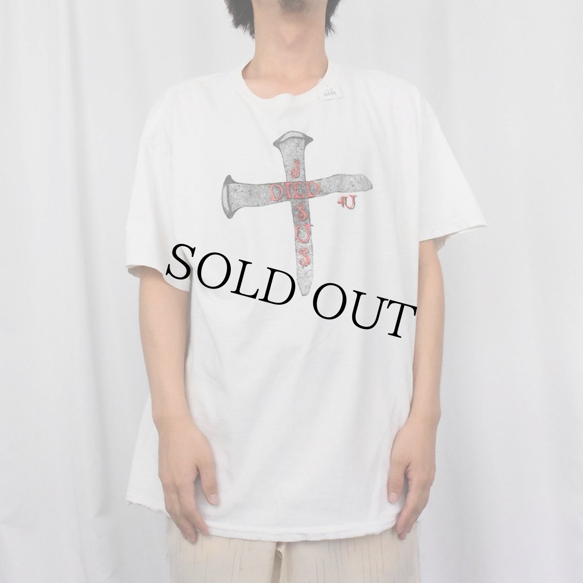 画像2: "JESUS DIED 4U" ジーザスプリントTシャツ XL (2)