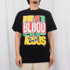 画像3: 90's USA製 "NOTHING BUT THE BLOOD OF JESUS" ジーザスプリントTシャツ BLACK L (3)