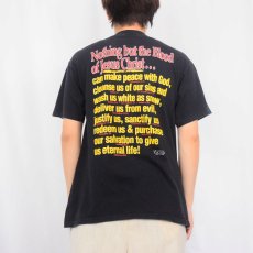 画像4: 90's USA製 "NOTHING BUT THE BLOOD OF JESUS" ジーザスプリントTシャツ BLACK L (4)