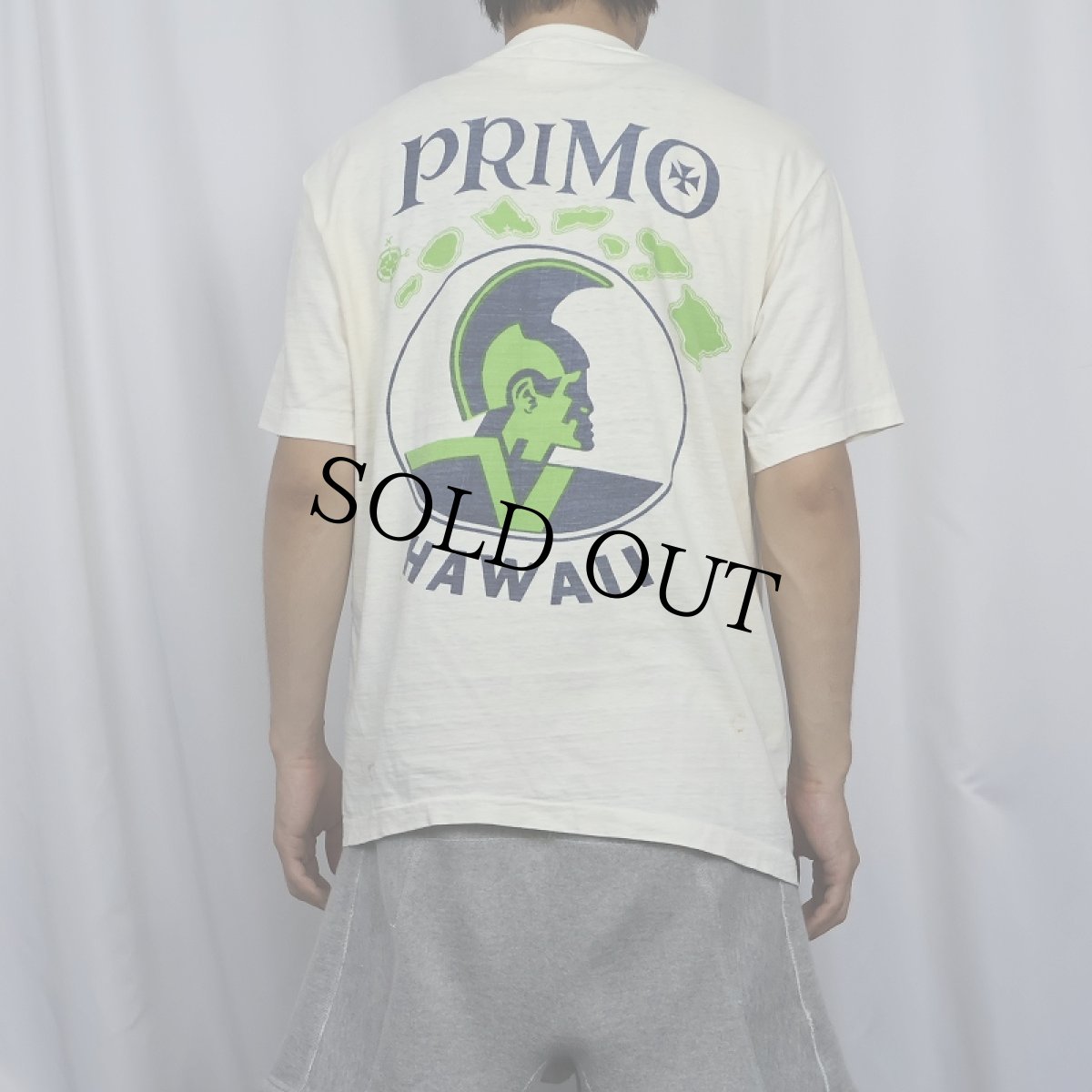 画像4: 70's PRIMO HAWAII Beer ビール企業 染み込みプリントTシャツ L (4)