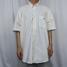 画像2: Ralph Lauren "BLAKE" ロゴ刺繍 コットンボタンダウンシャツ L (2)