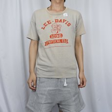 画像2: 60's Champion C中ランタグ "LEE-DAVIS" フロッキープリントTシャツ L (2)