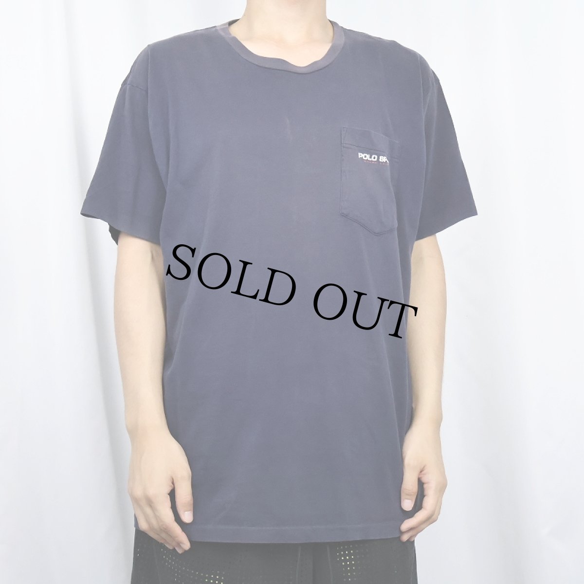 画像2: 90's POLO SPORT Ralph Lauren CANADA製 ロゴプリント ポケットTシャツ NAVY M (2)