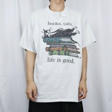 画像2: Edward Gorey USA製 "books.cats." プリントTシャツ  (2)