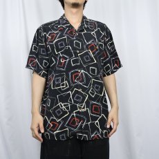 画像2: PRONTO UOMO 総柄 シルクオープンカラーシャツ BLACK L (2)