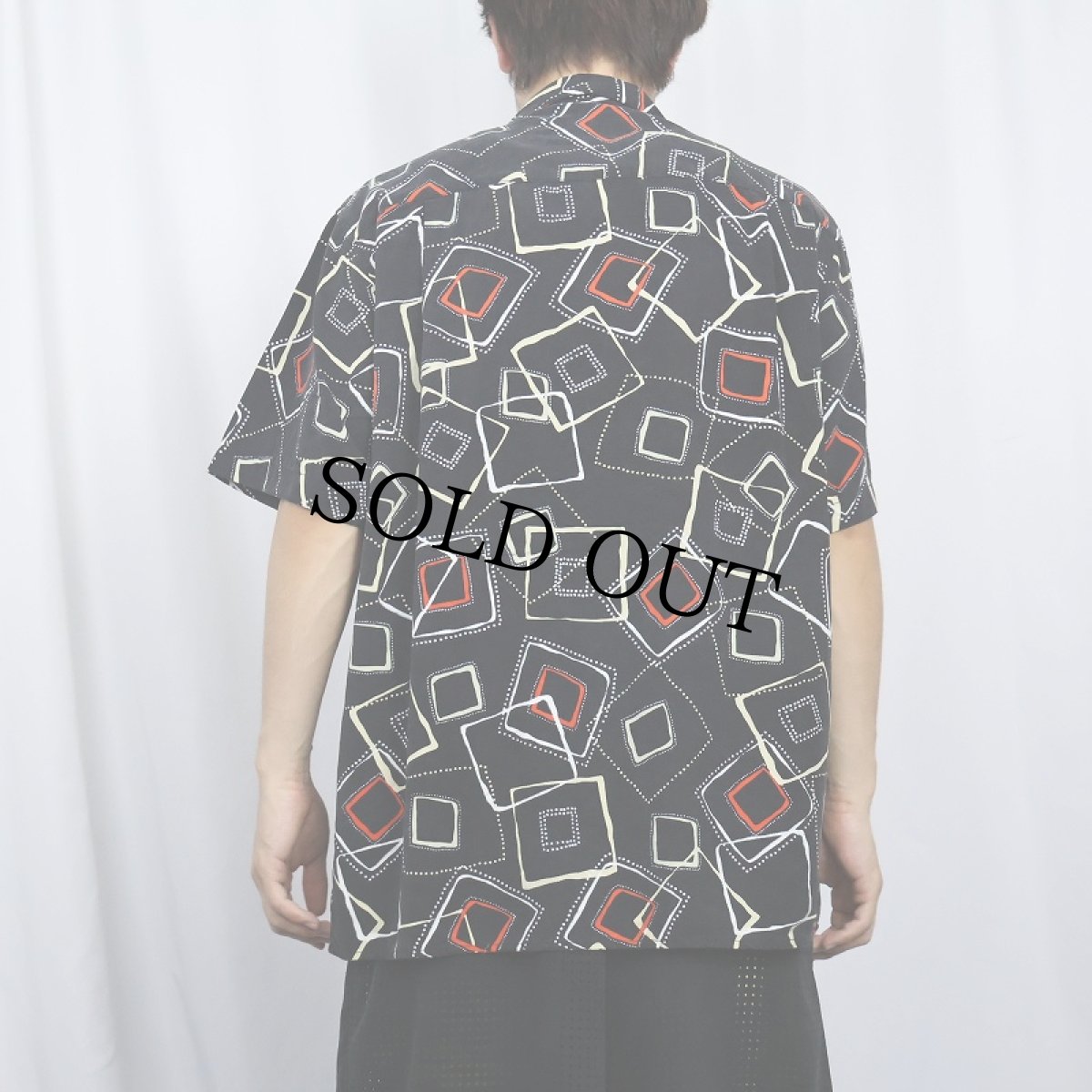 画像3: PRONTO UOMO 総柄 シルクオープンカラーシャツ BLACK L (3)