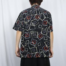 画像3: PRONTO UOMO 総柄 シルクオープンカラーシャツ BLACK L (3)