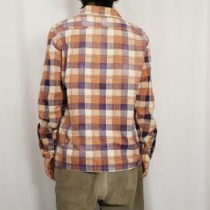 画像3: 50~60's Pilgrim チェック柄 オープンカラー プリントネルシャツ SIZE15-15 1/2 (3)