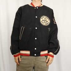 画像3: 50's "BLACK KNIGHTS BASKETBALL" パッチ付き リバーシブル コットンサテンスタジャン BLACK (3)
