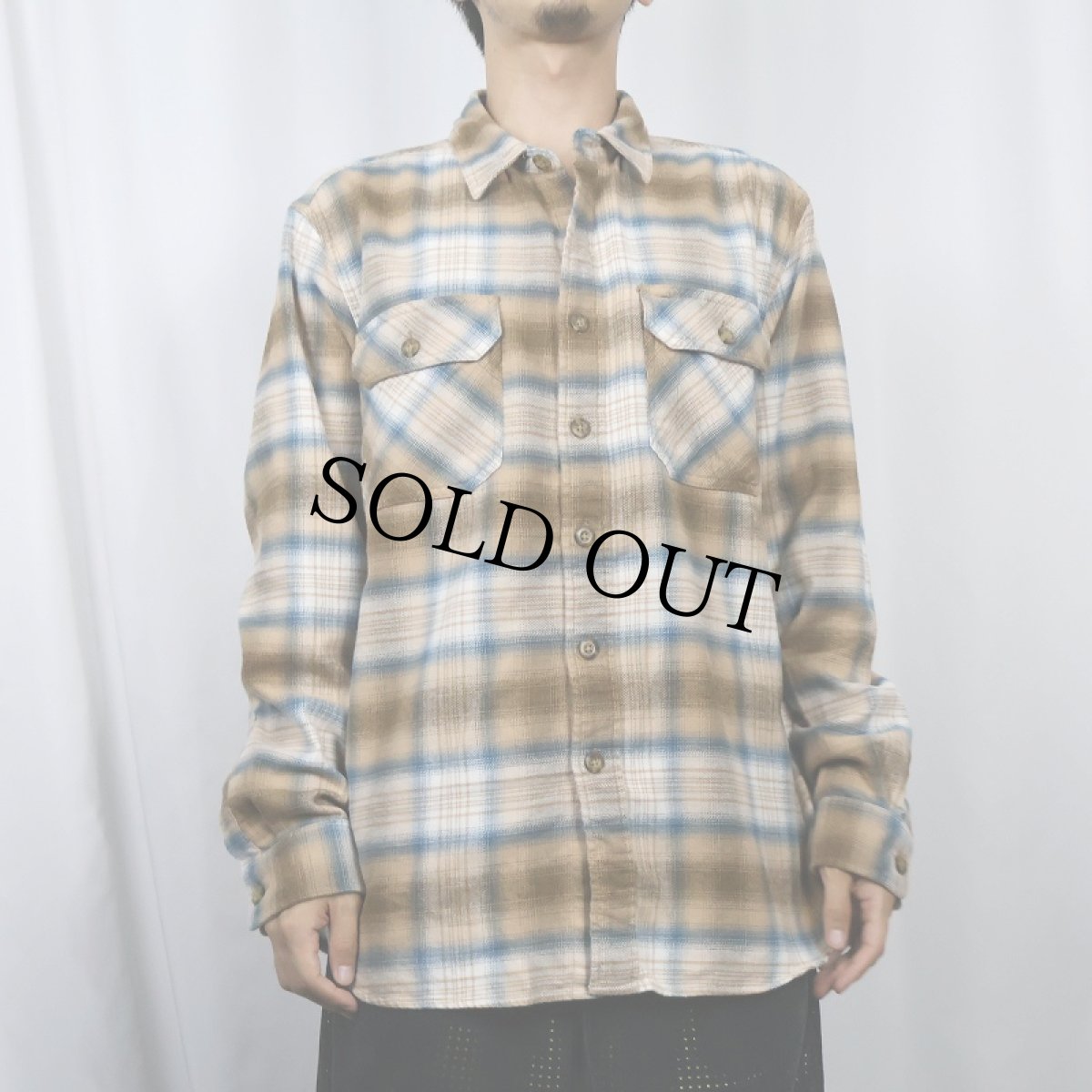 画像2: PENDLETON "BURNSIDE" オンブレーチェック柄 ライトネルシャツ L (2)