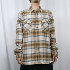 画像2: PENDLETON "BURNSIDE" オンブレーチェック柄 ライトネルシャツ L (2)