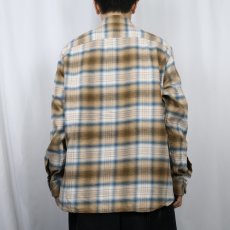 画像3: PENDLETON "BURNSIDE" オンブレーチェック柄 ライトネルシャツ L (3)