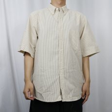 画像2: 90's GAP ストライプ柄 シアサッカー コットンボタンダウンシャツ M (2)