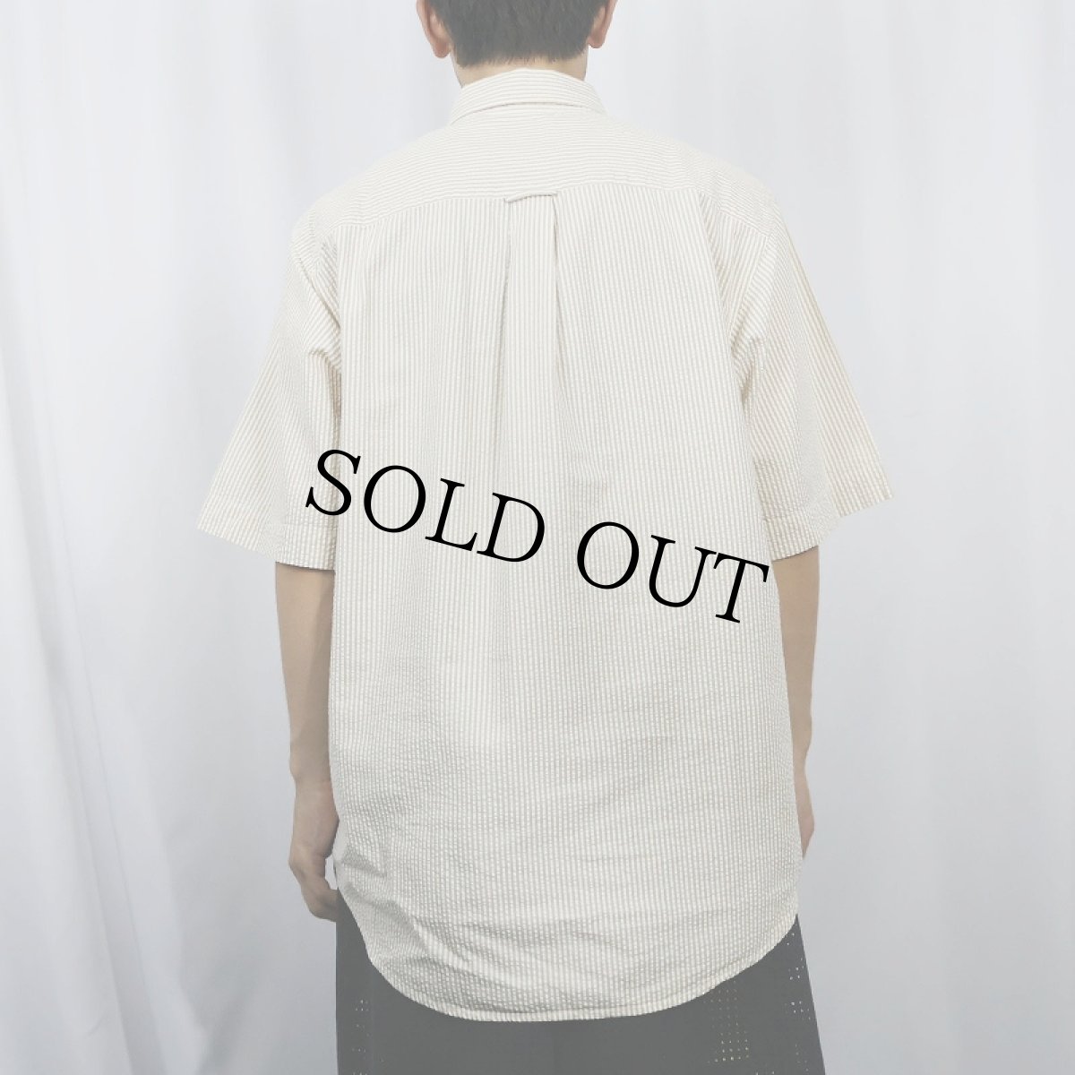 画像3: 【SALE】 90's GAP ストライプ柄 シアサッカー コットンボタンダウンシャツ M (3)