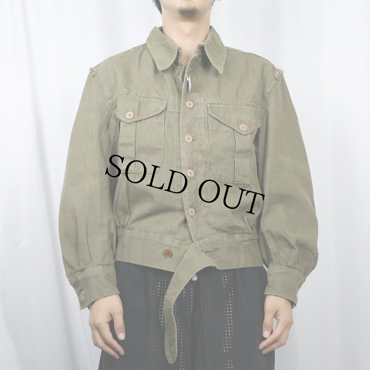 画像3: 50's〜 BRITISH ARMY グリーンデニム BATTLEDRESS JACKET  (3)