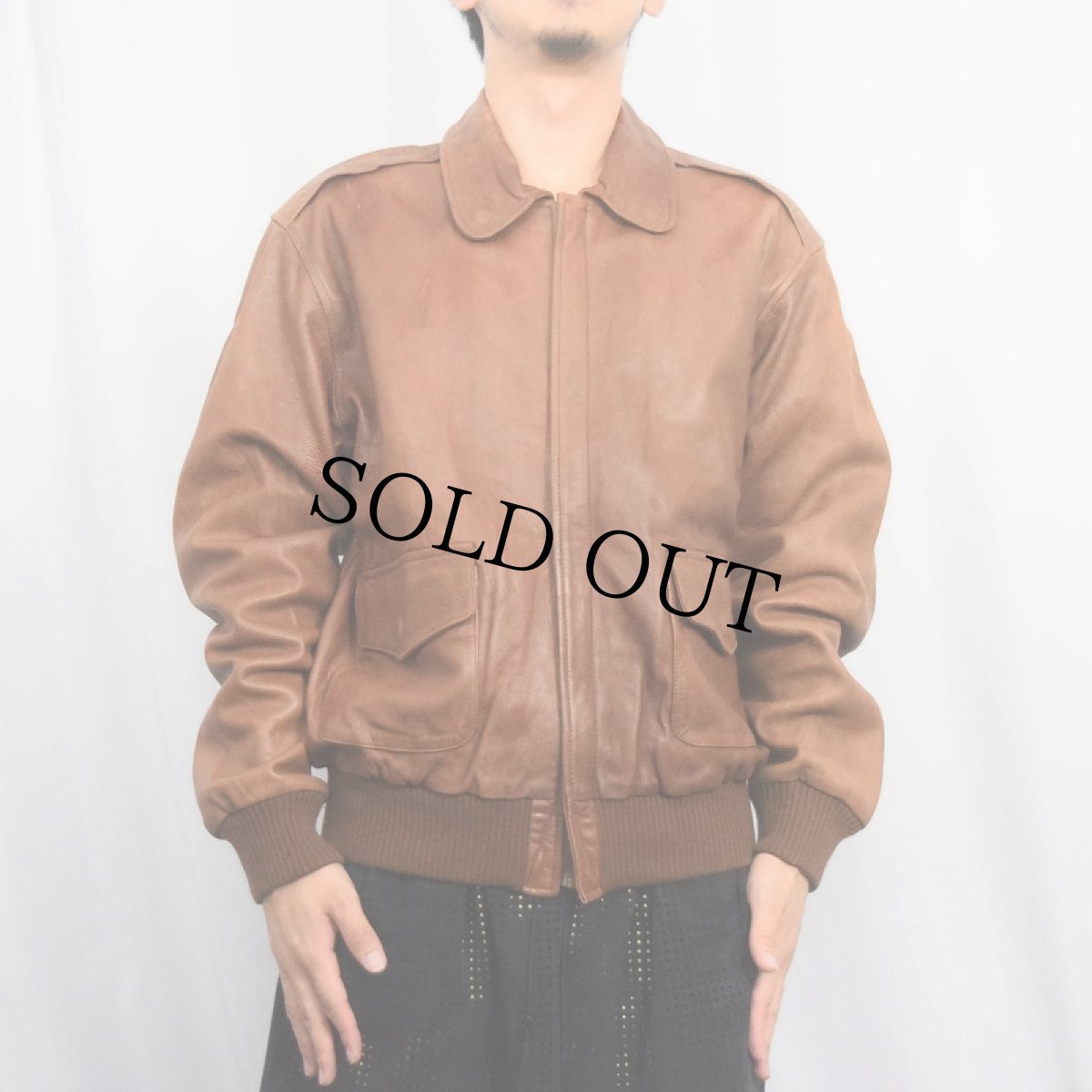 画像3: POLO Ralph Lauren "A-2 TYPE" レザーフライトジャケット M (3)