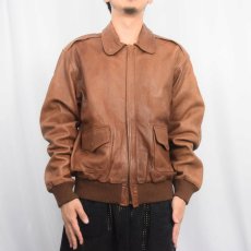 画像3: POLO Ralph Lauren "A-2 TYPE" レザーフライトジャケット M (3)