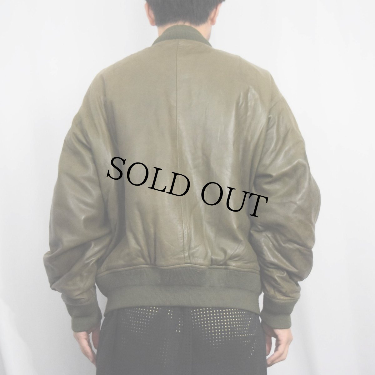 画像3: POLO Ralph Lauren "MA-1 TYPE" レザージャケット M (3)