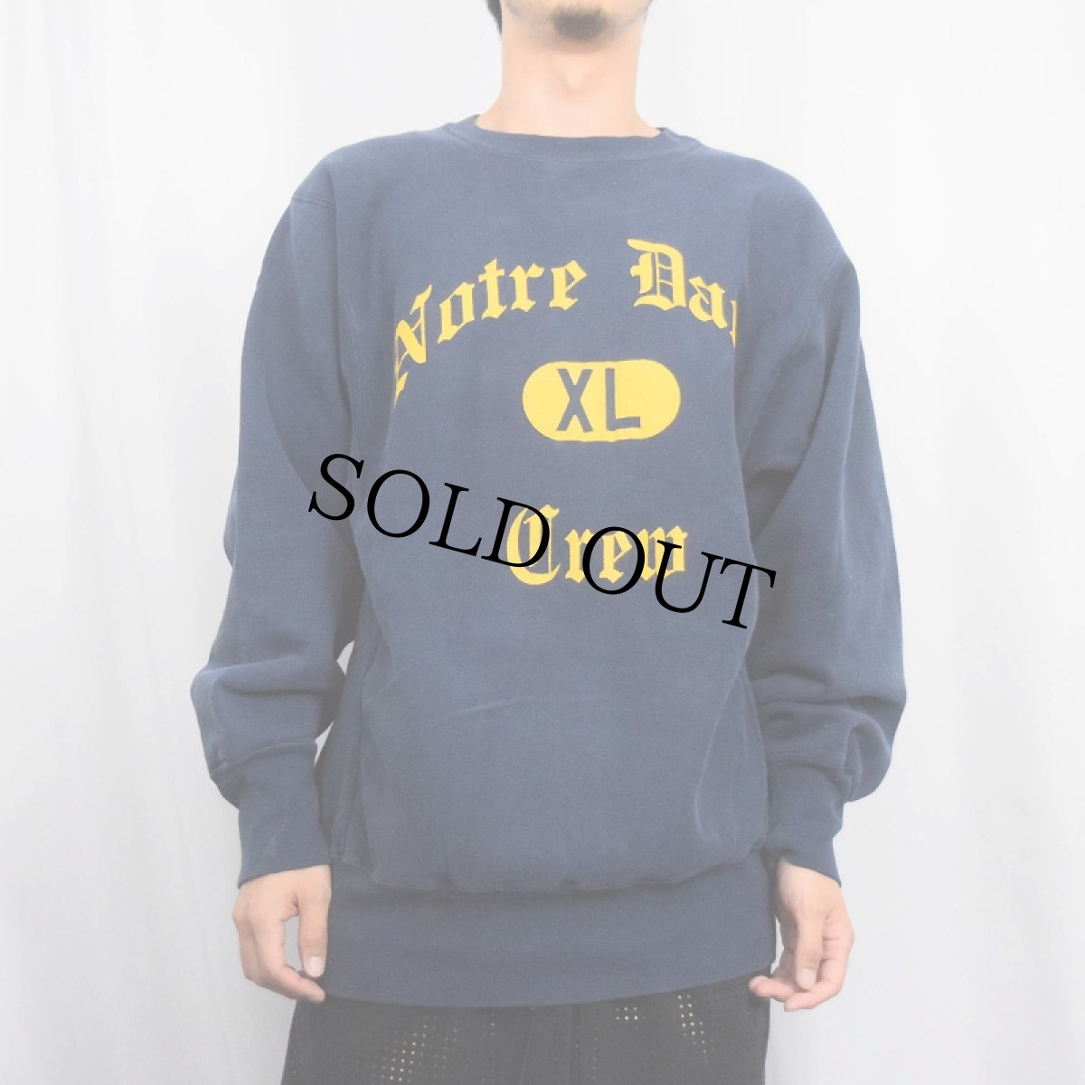 画像2: 90's Champion REVERSE WEAVE USA製 "Notre Dame" プリントスウェット NAVY XL (2)