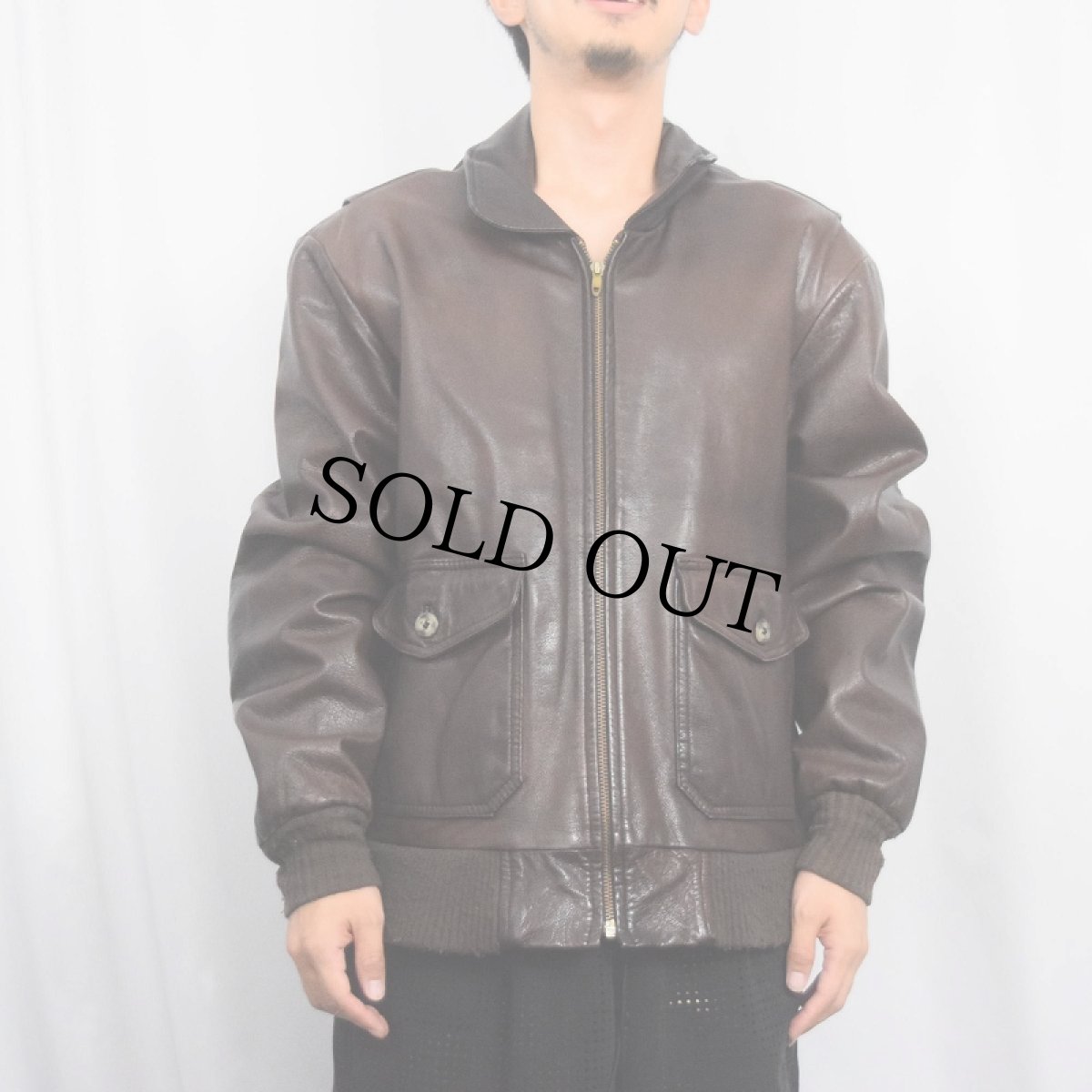 画像2: 80's L.L.Bean A-2 TYPE USA製 レザーフライトジャケット BROWN L (2)