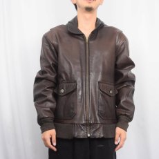 画像2: 80's L.L.Bean A-2 TYPE USA製 レザーフライトジャケット BROWN L (2)