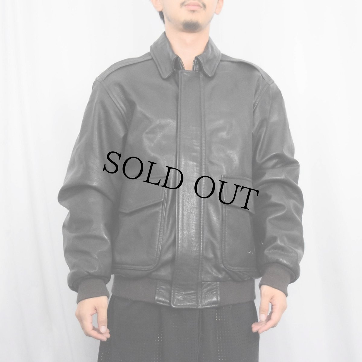 画像3: 90's L.L.Bean A-2 TYPE USA製 レザーフライトジャケット BLACK M (3)