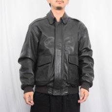 画像3: 90's L.L.Bean A-2 TYPE USA製 レザーフライトジャケット BLACK M (3)