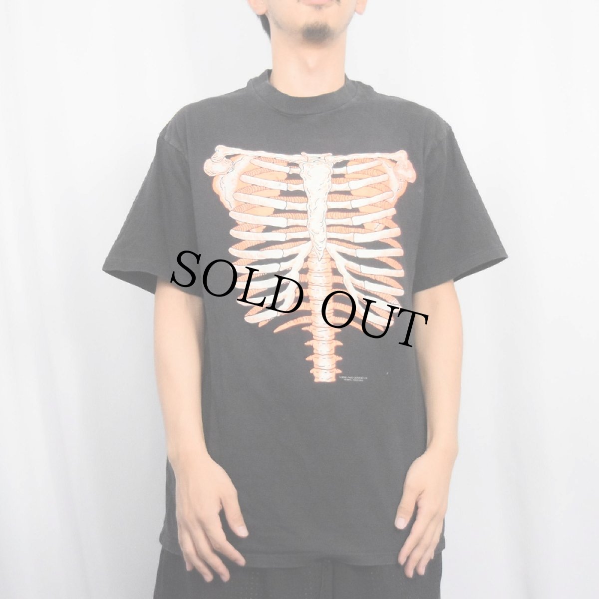 画像2: 90's BRIELAND GRAPHICS 人体骨格 蓄光プリントTシャツ BLACK L (2)