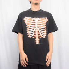 画像2: 90's BRIELAND GRAPHICS 人体骨格 蓄光プリントTシャツ BLACK L (2)