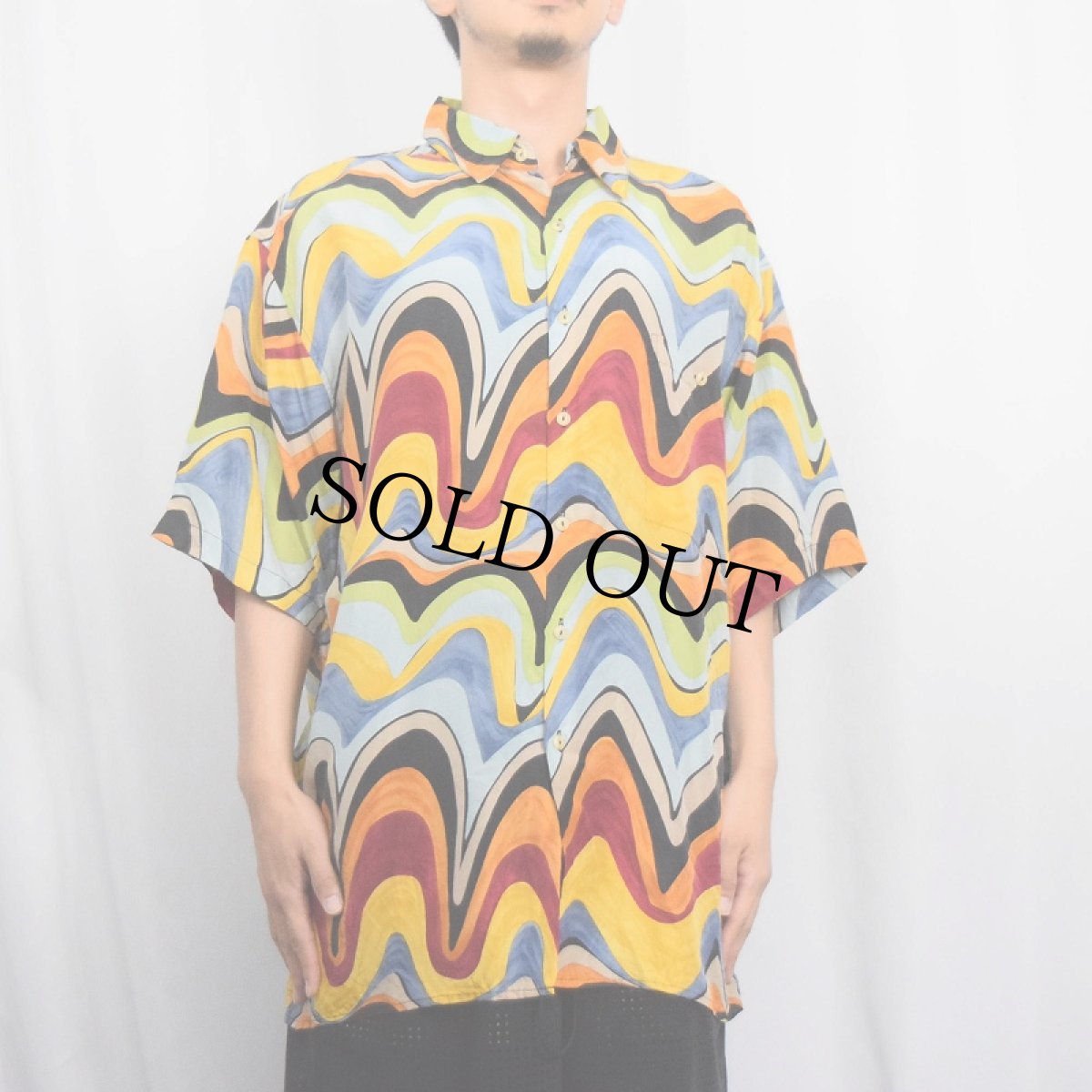 画像2: 90's BURMA BIBAS 総柄 シルクシャツ L (2)