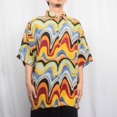 画像2: 90's BURMA BIBAS 総柄 シルクシャツ L (2)