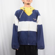 画像2: 90's POLO SPORT Ralph Lauren ロゴ刺繍 切り替えデザイン コットンジップパーカー L (2)