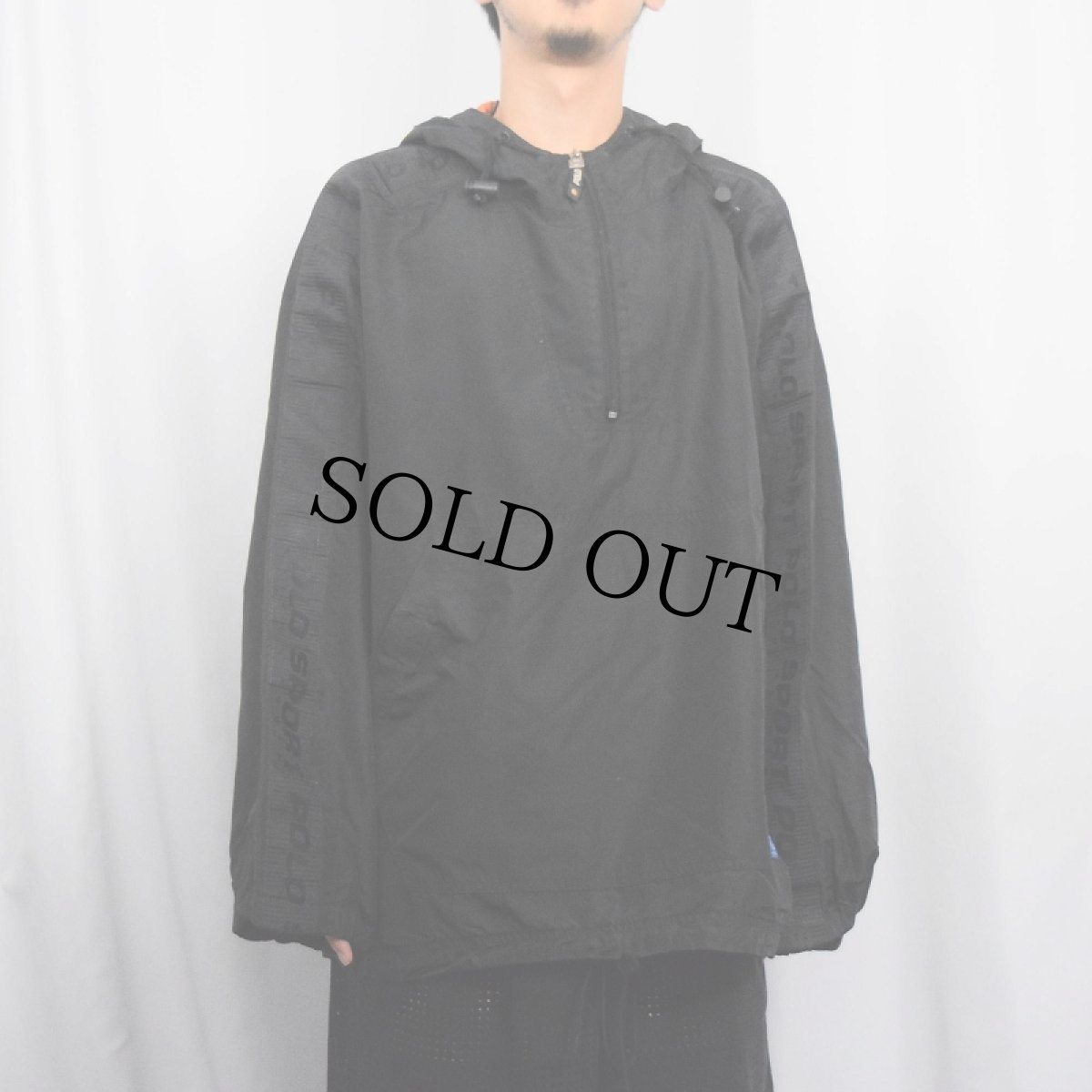 画像2: 90's POLO SPORT Ralph Lauren ナイロンアノラックパーカー BLACK XL (2)