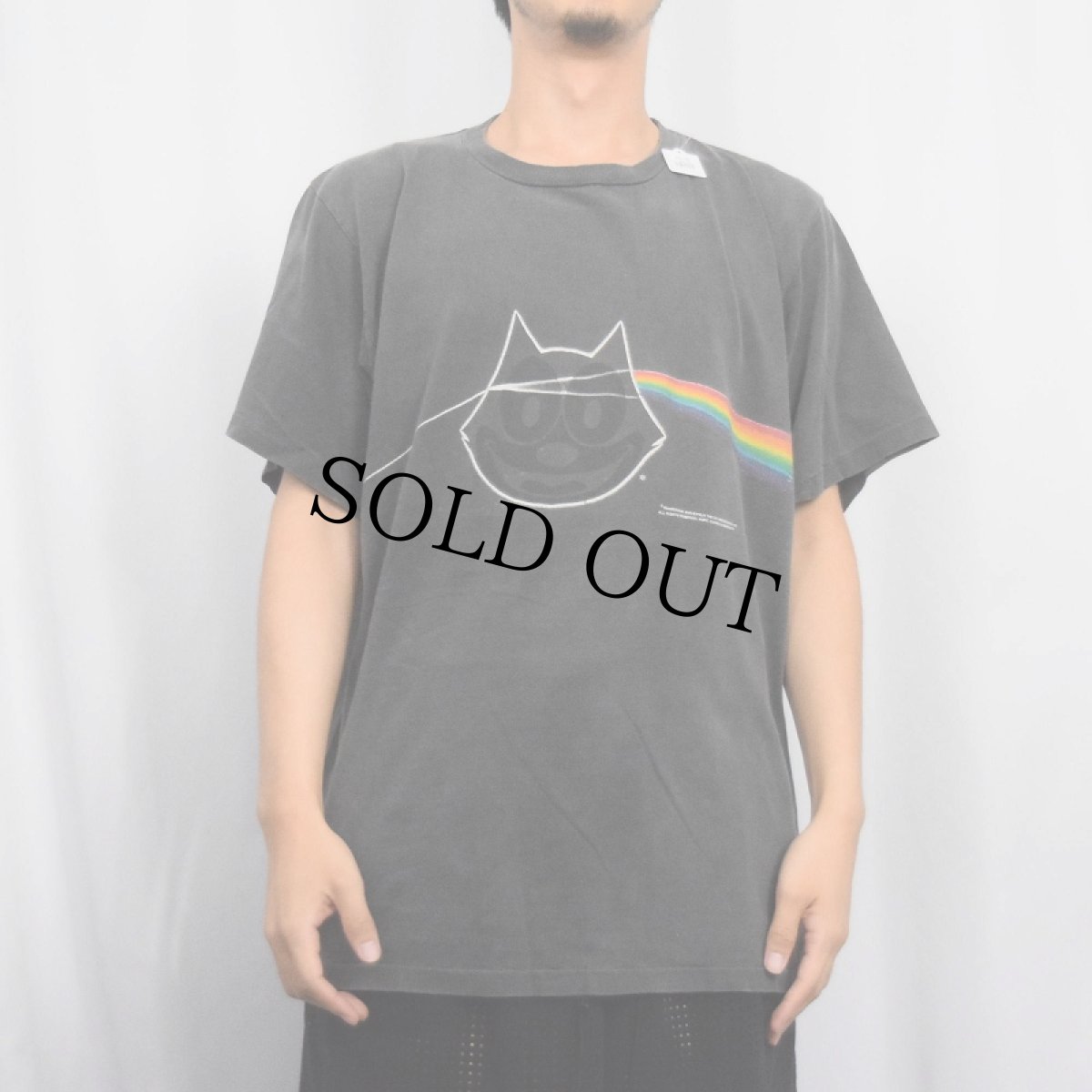 画像3: 90's Felix the Cat USA製 "DARK SIDE OF THE CAT PINK FELIX" ロックバンドパロディTシャツ BLACK L (3)