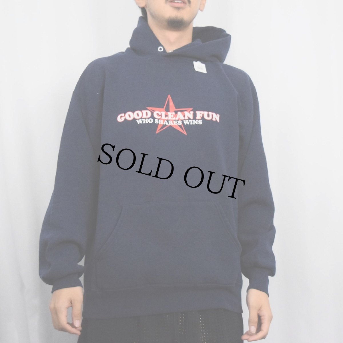 画像3: 90's Good Clean Fun USA製 "WHO SHARES WINS" ハードコアパンクバンドプリントスウェット NAVY L (3)