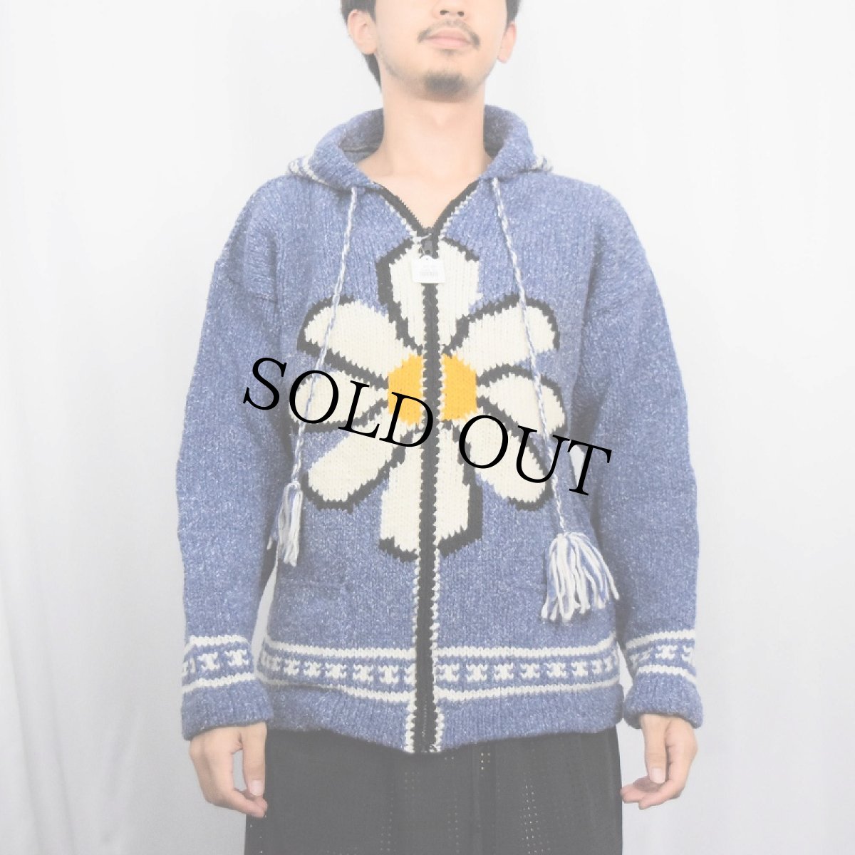 画像3: デイジー柄 ウールニットパーカー (3)