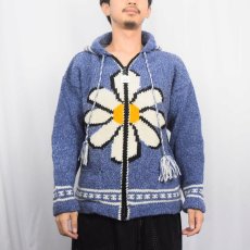 画像3: デイジー柄 ウールニットパーカー (3)