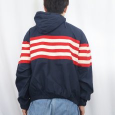 画像3: POLO Ralph Lauren ボーダー切り替え コットンアノラックパーカー NAVY M (3)