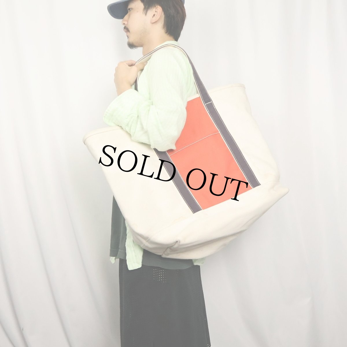 画像3: LANDS' END 切り替えデザイン キャンバストートバッグ LARGE (3)