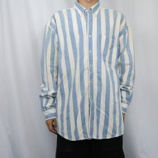 画像2: 90's GAP ストライプ柄 デニムボタンダウンシャツ XL (2)