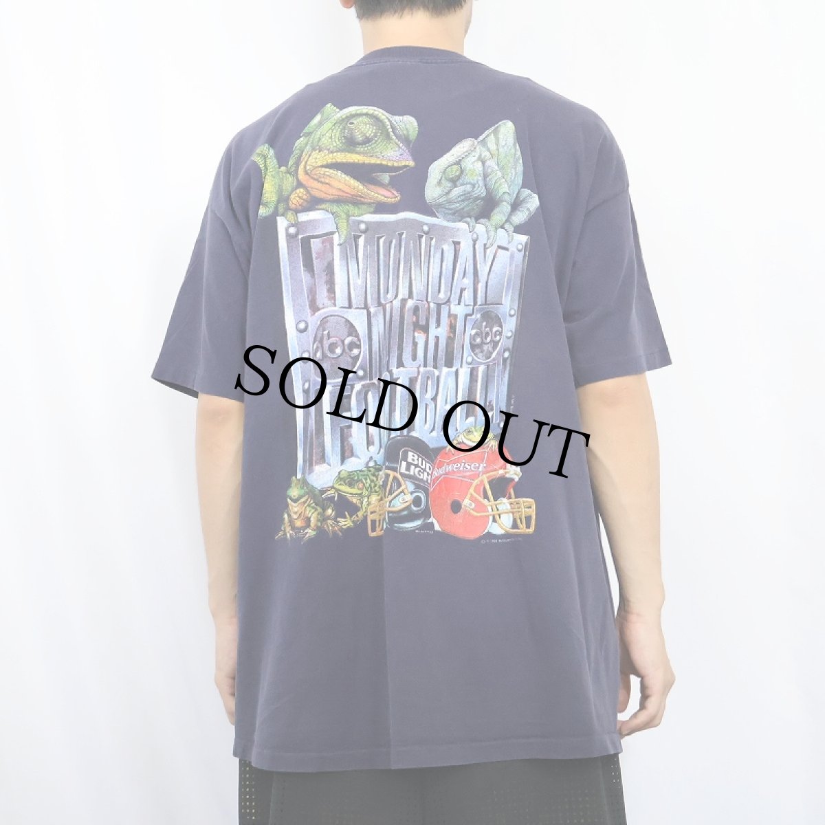 画像4: 90's Budweiser "ABC Sports Monday Night Football" ビールメーカープリントTシャツ NAVY 2X (4)