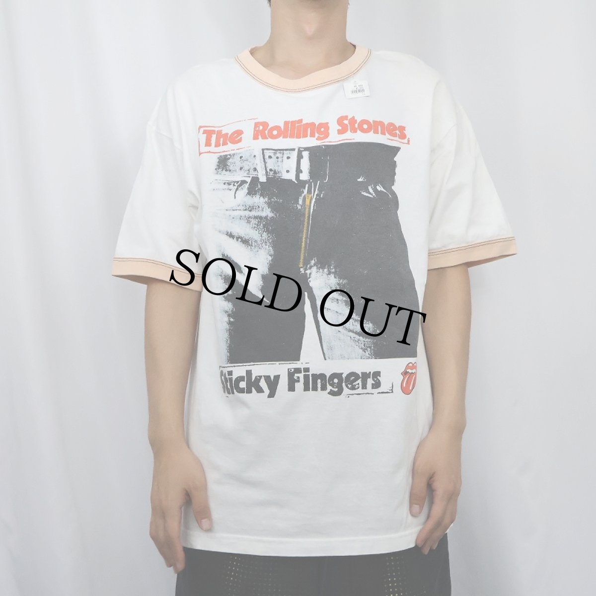 画像2: The Rolling Stones "Sticky Fingers" ロックバンドアルバムプリントリンガーTシャツ L (2)