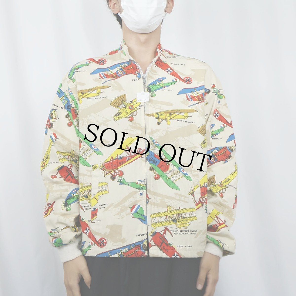 画像2: 60's FLIGHT APPAREL,IND 航空機柄 コットンジャケット L (2)