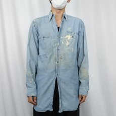 画像2: 60's U.S.NAVY ステンシル入り シャンブレーシャツ size14 1/2 (2)