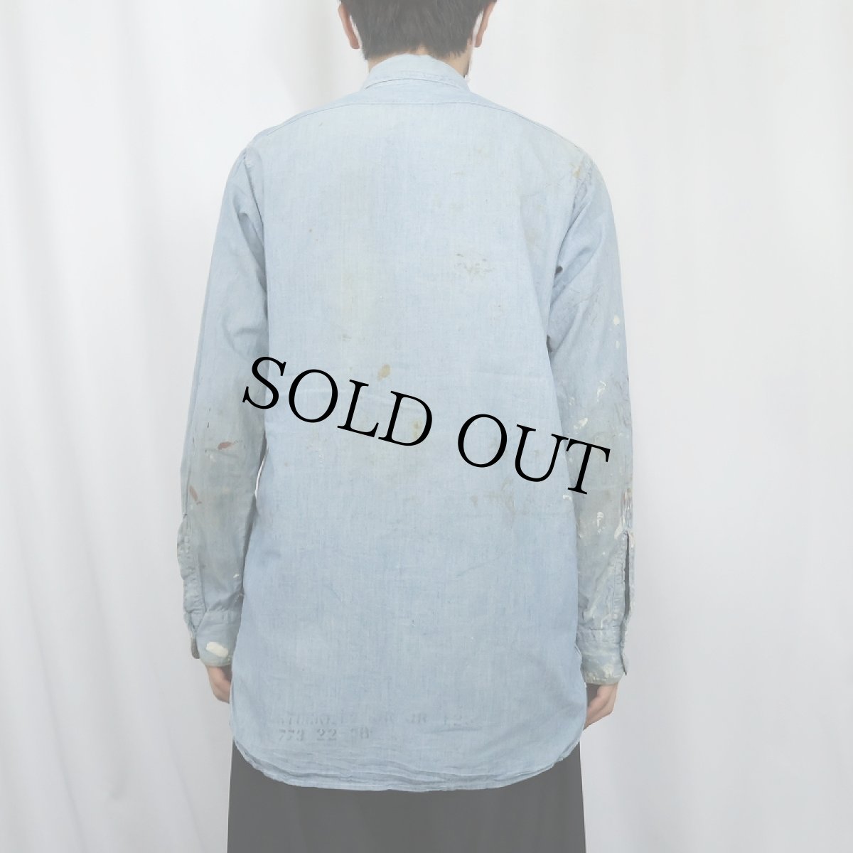 画像3: 60's U.S.NAVY ステンシル入り シャンブレーシャツ size14 1/2 (3)