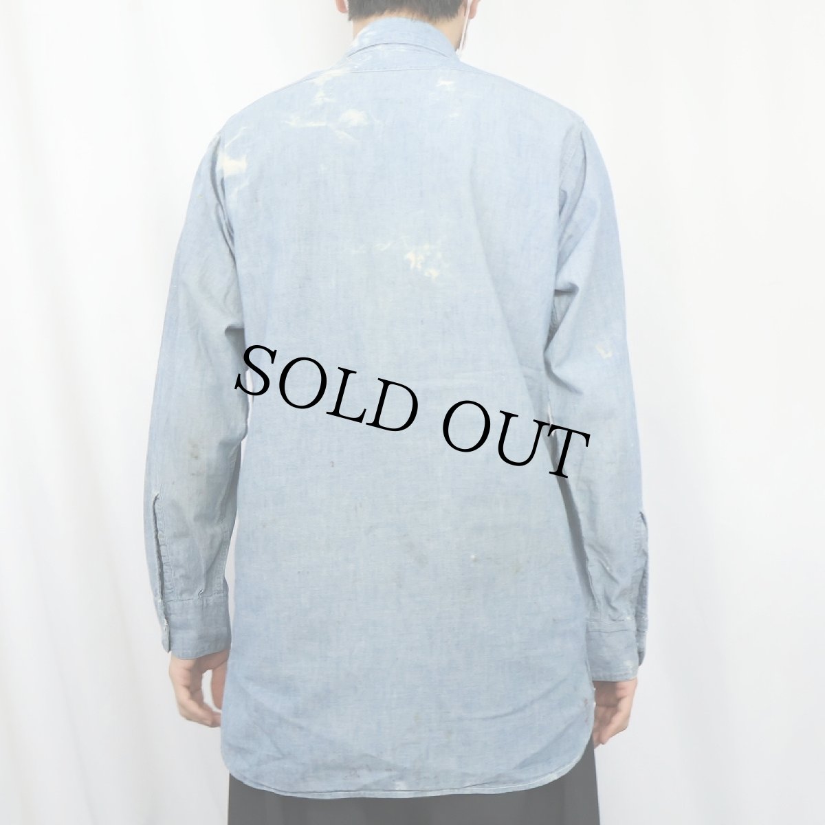 画像3: 60's U.S.NAVY シャンブレーシャツ size14 (3)