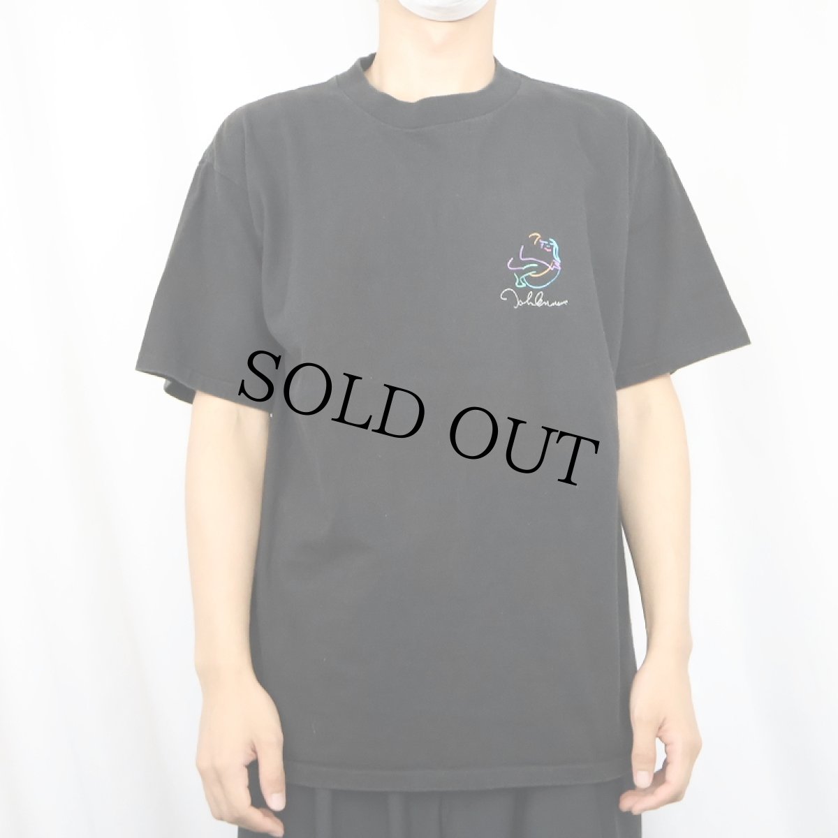 画像3: 90's JOHN LENNON USA製 ミュージシャン アートプリントTシャツ BLACK L (3)