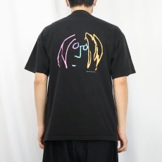 画像4: 90's JOHN LENNON USA製 ミュージシャン アートプリントTシャツ BLACK L (4)