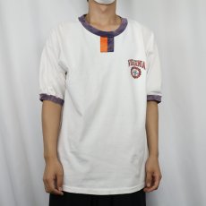 画像2: 90's the cotton exchange USA製 "VIRGINIA" チョコチン リンガーTシャツ XL (2)
